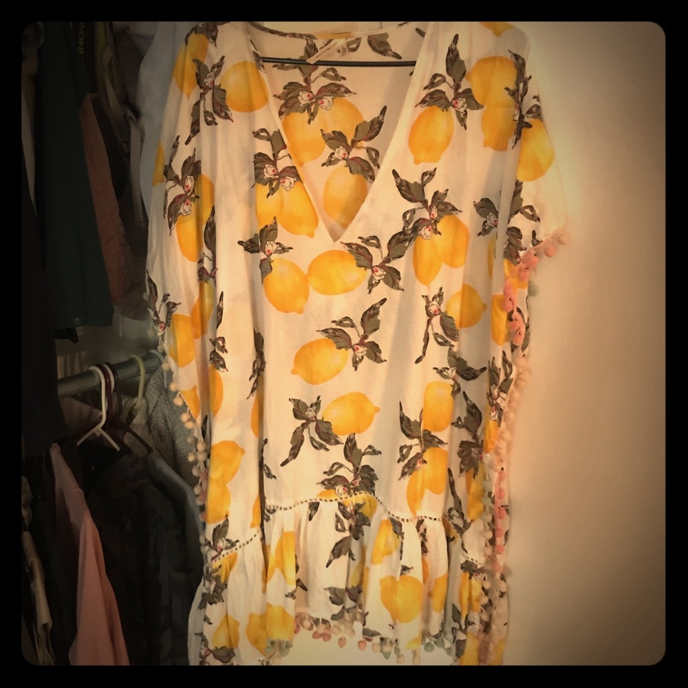 Lemon cover up with tassels